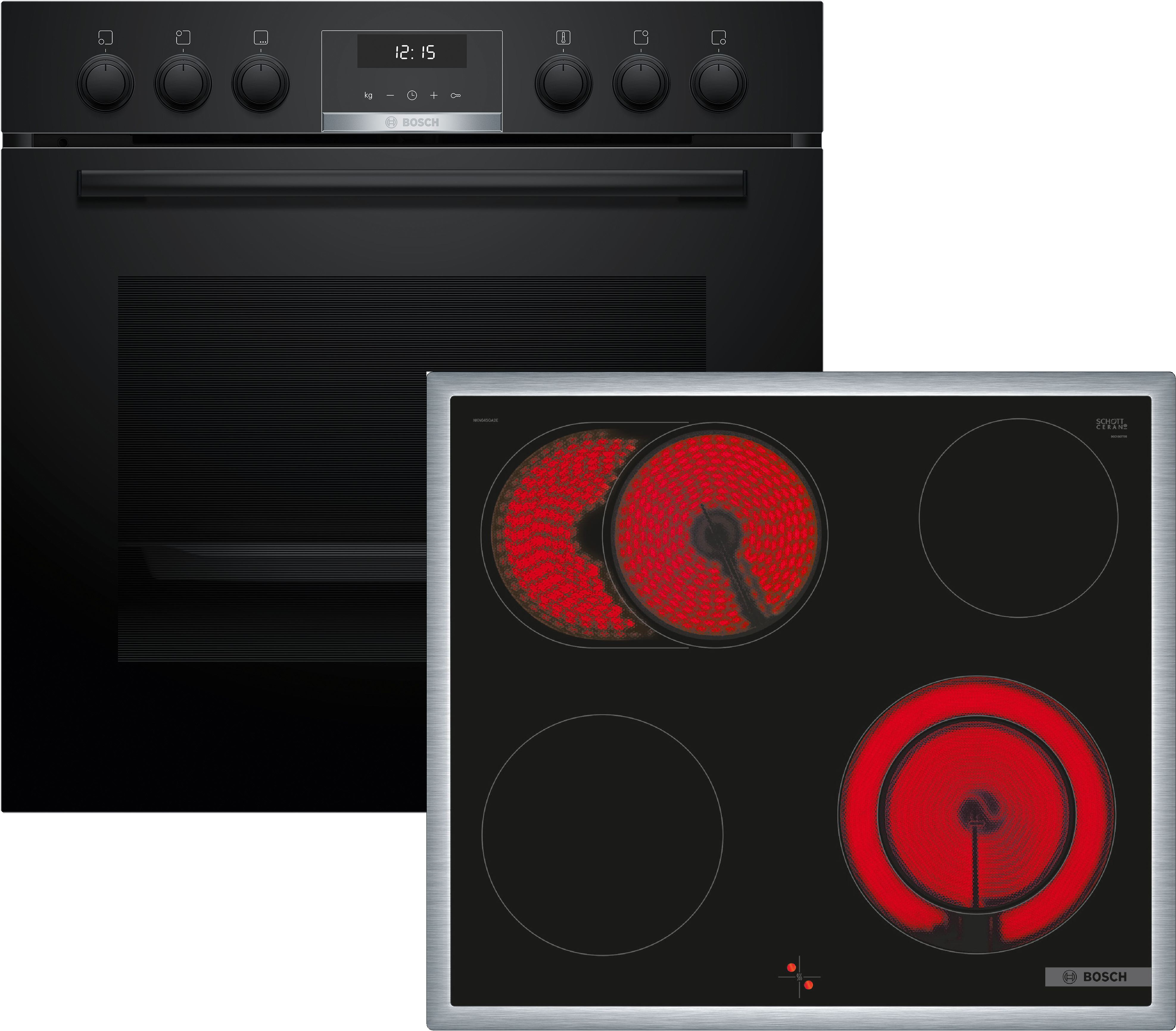 Bosch Einbau-Herd-Set HND611LS62: HEG517BB3 + NKN645GA2E