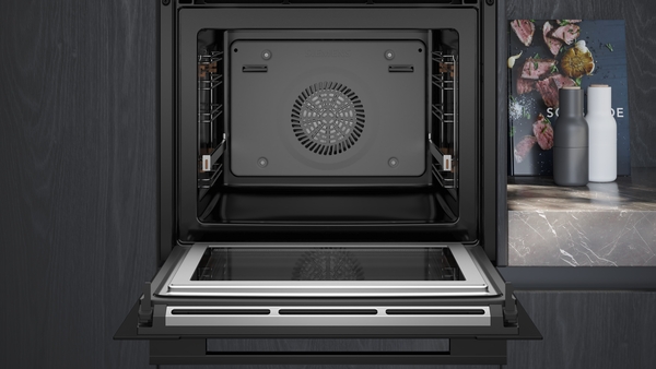 Siemens Einbau-Backofen mit Mikrowellenfunktion, 60x60cm, Schwarz, Edelstahl HM736GAB1