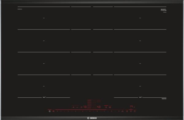 Bosch Induktionskochfeld 80cm Schwarz, mit Rahmen aufliegend PXY875DC1E