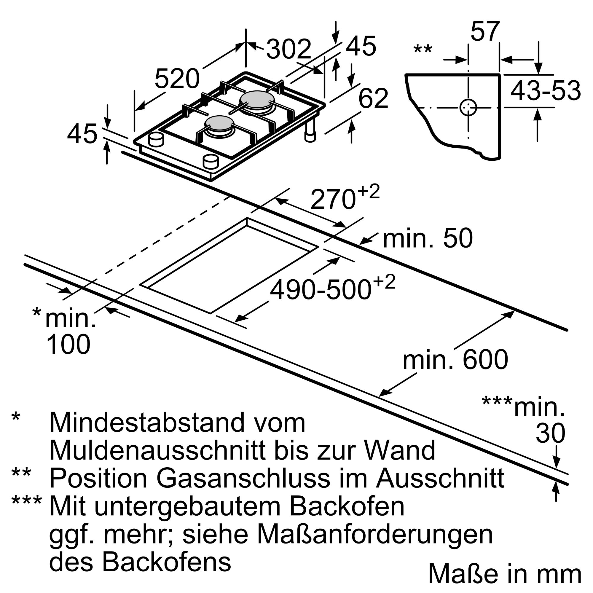 Siemens Domino-Kochfeld Gas 30 cm ER3A6BB70D