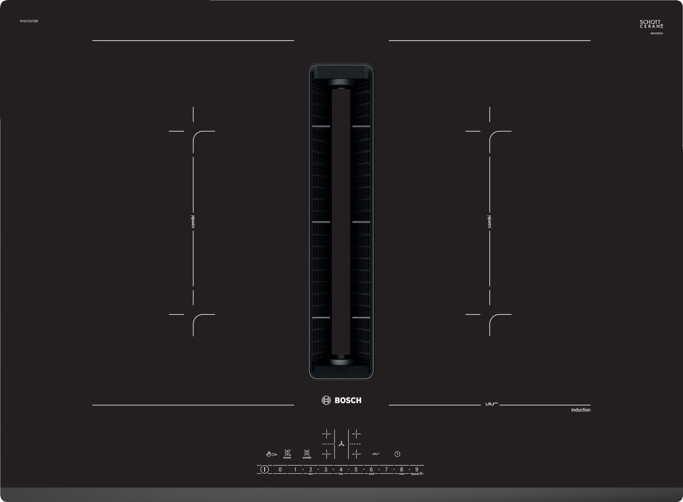 Bosch Induktionskochfeld mit Dunstabzug 70 cm PVQ731F25E