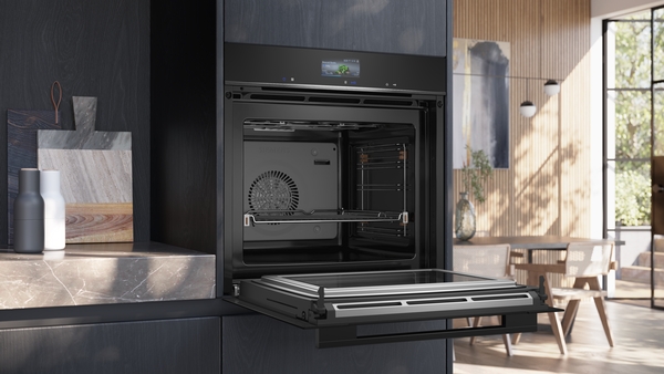 Siemens Einbau-Backofen mit Mikrowellenfunktion, 60x60cm, Schwarz, Edelstahl HM736GAB1