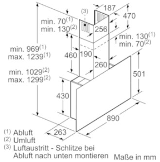 Siemens Wandesse 90 cm Klarglas LC97FQW60