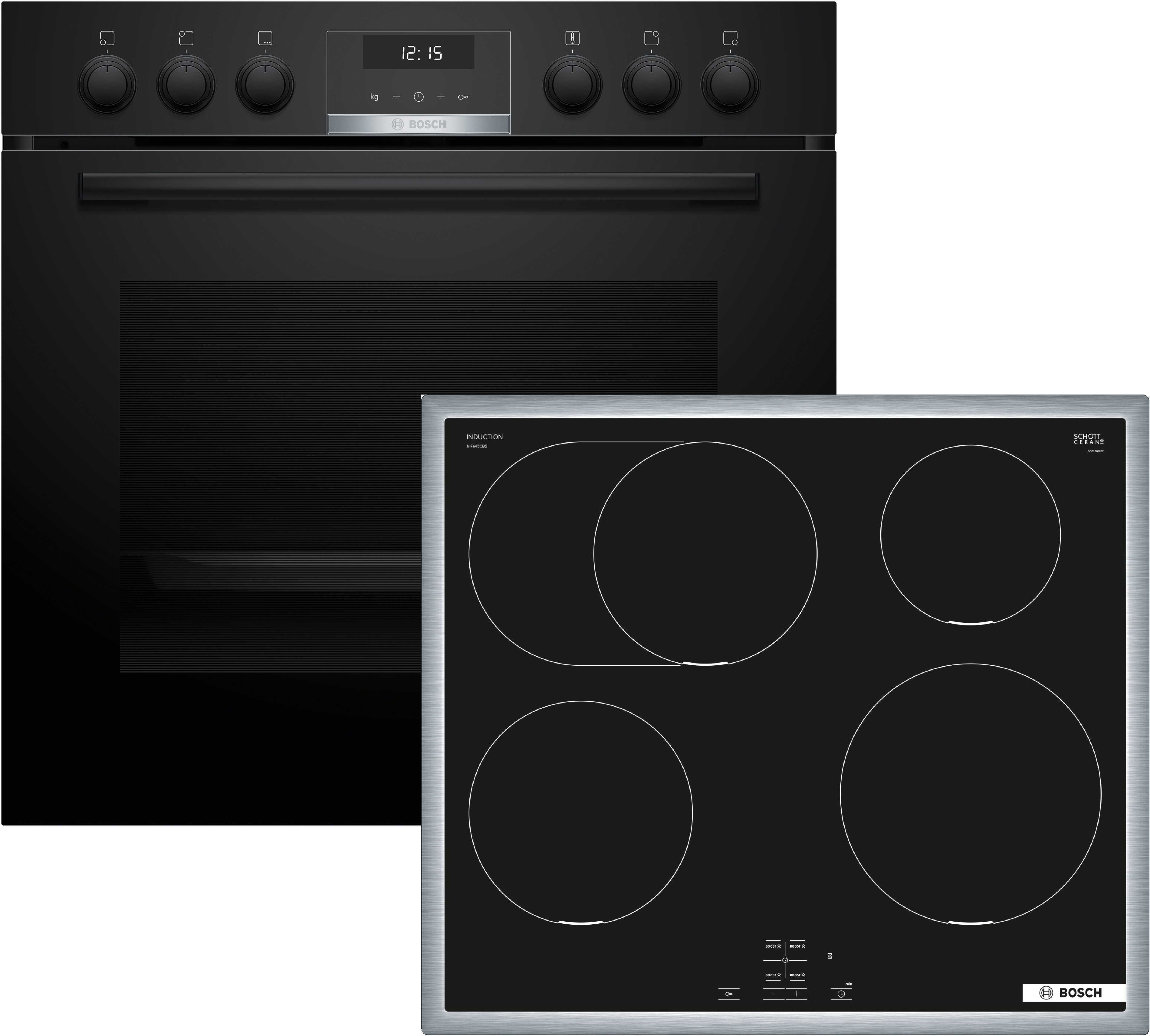 Bosch Einbau-Herd-Set HND615LS62: HEG517BB4 + NIF645CB5E