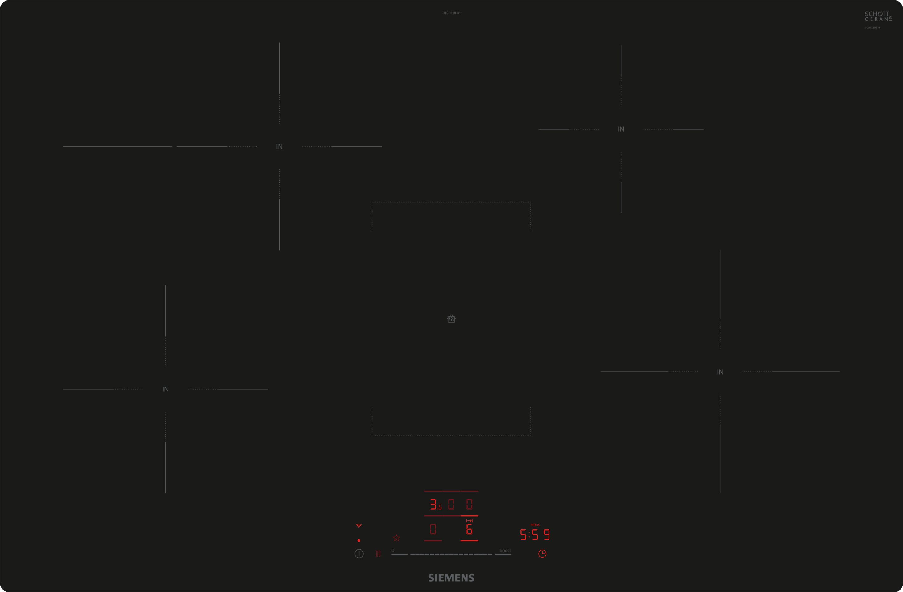 Siemens Induktionskochfeld 80 cm flächenbündig EH801HFB1E